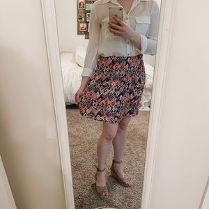 Multi color peach and grey blue skirt